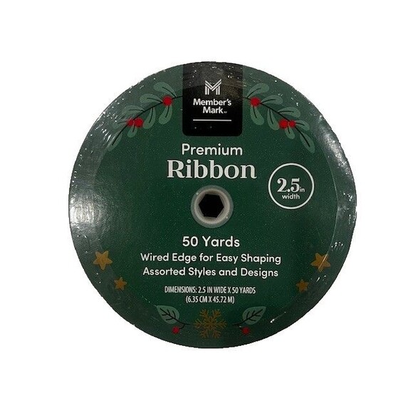Member's Mark Premium Wired Edge Wreath Holiday Ribbon 2.5" Wide x 50 Yards NEW - Picture 5 of 6